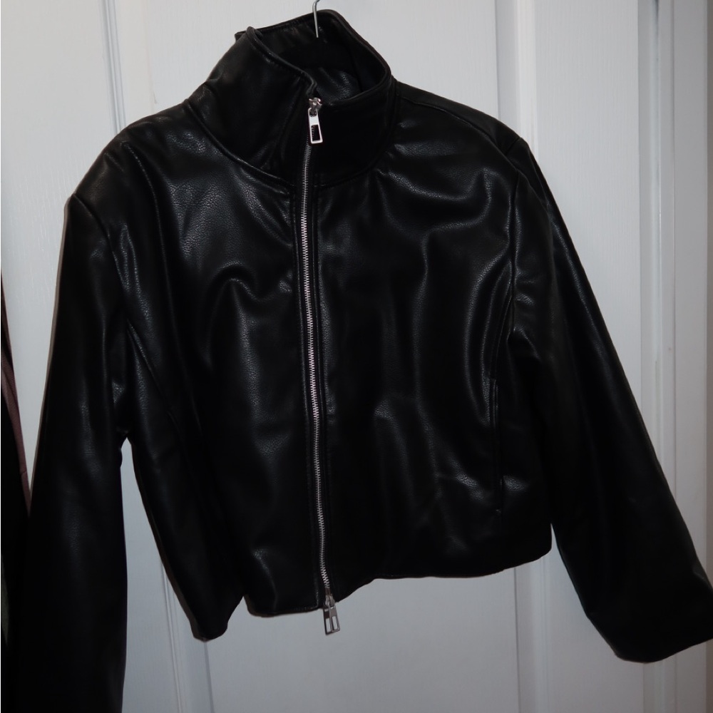Black Women's Faux Leather Jacket